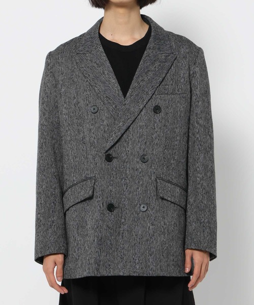 SET UP対応】ツイードダブルジャケット(HARE)（テーラードジャケット