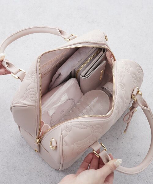 チャーム付きリボンキルティングボストンバッグ（ボストンバッグ