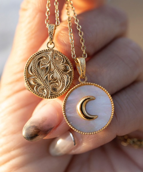 moon shell coin necklace/【ハワイアンジュエリー】【サージカルステンレス】【金属アレルギー対応】【IRIEBEACH / アイリービーチ】つけっぱなしOK