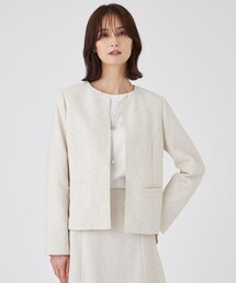 TRANS WORK（トランスワーク）の「【ウォッシャブル】ペーパーヤーンファンシージャケット（ノーカラージャケット）」