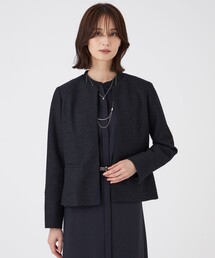 TRANS WORK（トランスワーク）の「【ウォッシャブル】ペーパーヤーンファンシージャケット（ノーカラージャケット）」