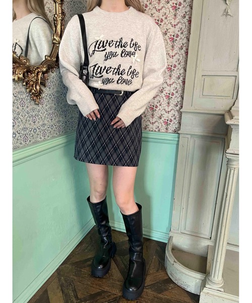 PHILLY（フィリー）の「リボンデザインジャガードニット（ニット/セーター・レディース・グレー/ネイビー/ベージュ・FREE）」の6枚目の写真