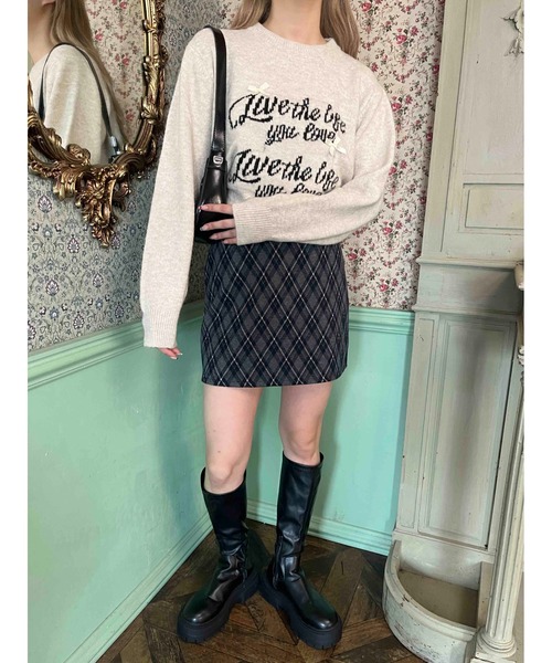 PHILLY（フィリー）の「リボンデザインジャガードニット（ニット/セーター・レディース・グレー/ネイビー/ベージュ・FREE）」の7枚目の写真