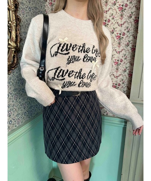 PHILLY（フィリー）の「リボンデザインジャガードニット（ニット/セーター・レディース・グレー/ネイビー/ベージュ・FREE）」の4枚目の写真