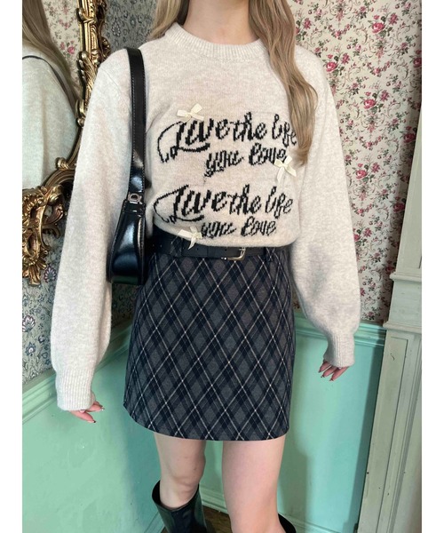 PHILLY（フィリー）の「リボンデザインジャガードニット（ニット/セーター・レディース・グレー/ネイビー/ベージュ・FREE）」の5枚目の写真