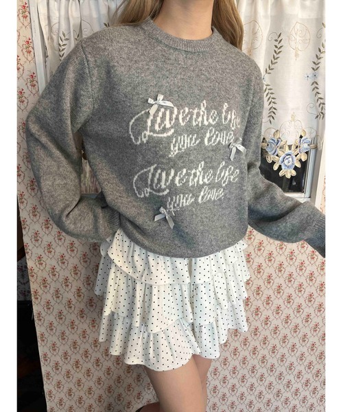 PHILLY（フィリー）の「リボンデザインジャガードニット（ニット/セーター・レディース・グレー/ネイビー/ベージュ・FREE）」の8枚目の写真