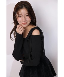 新品Apuweiser-riche リボンオフショルニット 黒 アプワイザー・リッシェ Apuweiser-riche リボンカラー