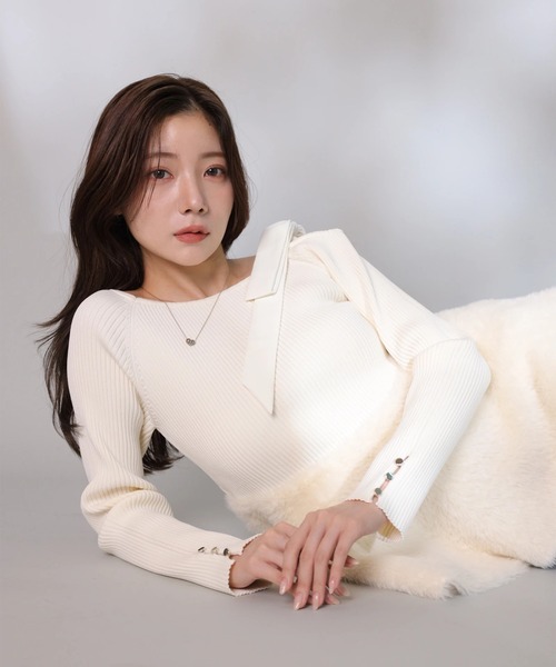 ファーペプラムリボンニット（ニット/セーター）｜Apuweiser-riche