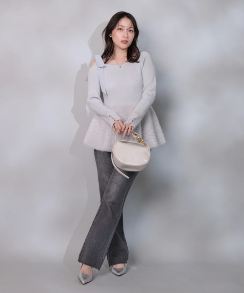 ファーペプラムリボンニット（ニット/セーター）｜Apuweiser-riche