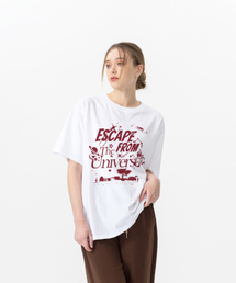 レッドザユニバースプリントオーバーサイズ半袖Tシャツホワイト