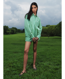 Kijun | BETTA Oversized Shirt Green Stripe(シャツ/ブラウス)