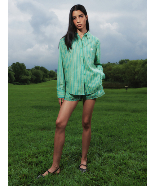 Kijun(キジュン)の「BETTA Oversized Shirt Green Stripe(シャツ/ブラウス・レディース・その他・MEDIUM)」の2枚目の写真