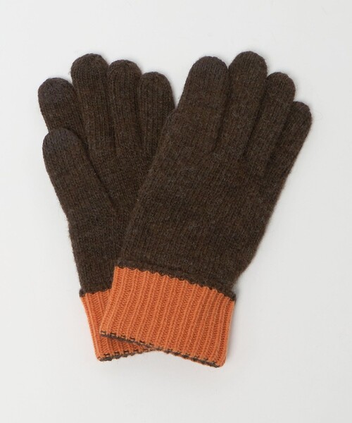 green label relaxing(グリーンレーベルリラクシング)の「バイカラー ニット グローブ -タッチパネル対応-(手袋・メンズ・ダークブラウン/ベージュ/ロイヤルブルー/ブラック・FREE)」の1枚目の写真