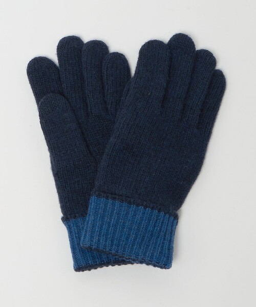 green label relaxing(グリーンレーベルリラクシング)の「バイカラー ニット グローブ -タッチパネル対応-(手袋・メンズ・ダークブラウン/ベージュ/ロイヤルブルー/ブラック・FREE)」の4枚目の写真