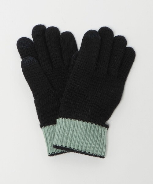 green label relaxing(グリーンレーベルリラクシング)の「バイカラー ニット グローブ -タッチパネル対応-(手袋・メンズ・ダークブラウン/ベージュ/ロイヤルブルー/ブラック・FREE)」の2枚目の写真