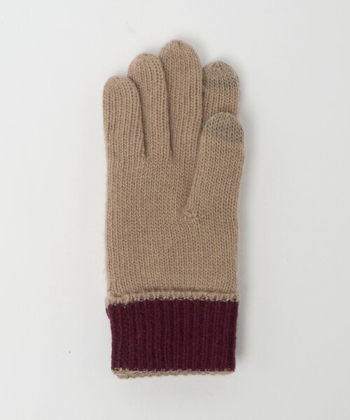 green label relaxing(グリーンレーベルリラクシング)の「バイカラー ニット グローブ -タッチパネル対応-(手袋・メンズ・ダークブラウン/ベージュ/ロイヤルブルー/ブラック・FREE)」の6枚目の写真
