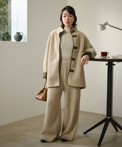 LAULEN(ローレン)の「stand collar reversible boa middle coat /スタンドカラーリバーシブルボアミドルコート(その他アウター・レディース・カーキ/ブラック・FREE)」の12枚目の写真