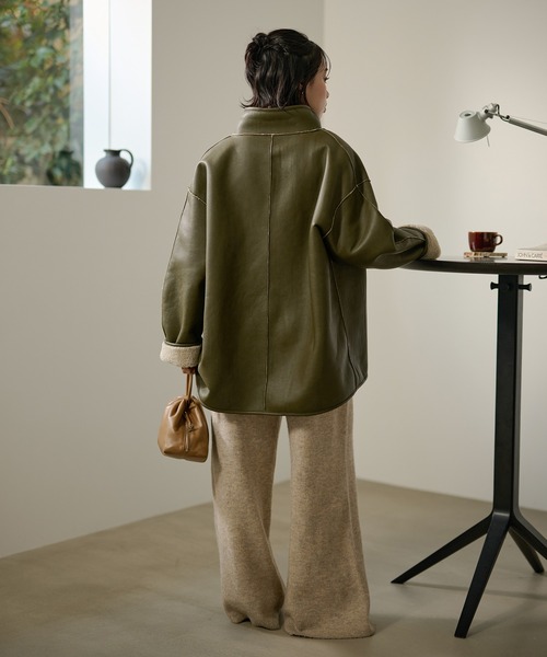 LAULEN(ローレン)の「stand collar reversible boa middle coat /スタンドカラーリバーシブルボアミドルコート(その他アウター・レディース・カーキ/ブラック・FREE)」の18枚目の写真