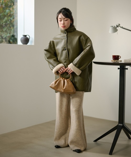 LAULEN(ローレン)の「stand collar reversible boa middle coat /スタンドカラーリバーシブルボアミドルコート(その他アウター・レディース・カーキ/ブラック・FREE)」の19枚目の写真