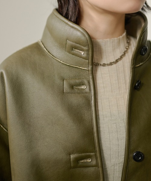LAULEN(ローレン)の「stand collar reversible boa middle coat /スタンドカラーリバーシブルボアミドルコート(その他アウター・レディース・カーキ/ブラック・FREE)」の20枚目の写真