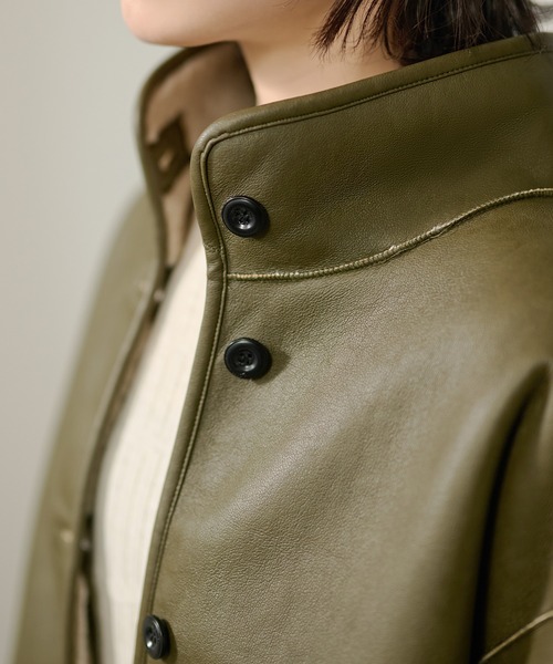 LAULEN(ローレン)の「stand collar reversible boa middle coat /スタンドカラーリバーシブルボアミドルコート(その他アウター・レディース・カーキ/ブラック・FREE)」の21枚目の写真