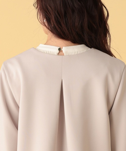 Elura（エルーラ）の「≪入卒/セレモニー/通勤≫ダンボールソデコンジャケット/602140（ノーカラージャケット・レディース・グレイッシュベージュ/ネイビー・FREE）」の16枚目の写真
