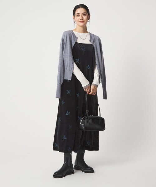 ベロア シシュウ キャミソール ワンピース