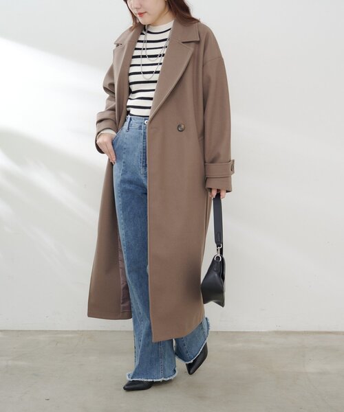 Remind me and forever（リマインドミーアンドフォーエバー）の「ウールライクダブルチェスターコート（チェスターコート・レディース・ブラック/アイボリー/チャコールグレー/ブラウン/キャメル・FREE）」の4枚目の写真