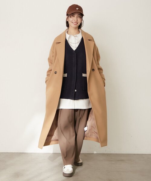 Remind me and forever（リマインドミーアンドフォーエバー）の「ウールライクダブルチェスターコート（チェスターコート・レディース・ブラック/アイボリー/チャコールグレー/ブラウン/キャメル・FREE）」の9枚目の写真