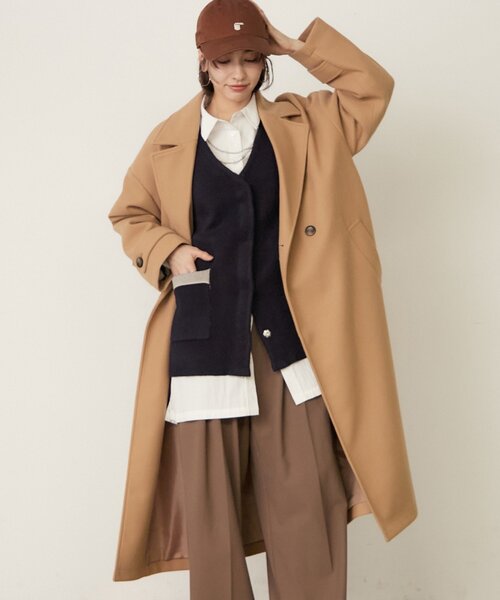 Remind me and forever（リマインドミーアンドフォーエバー）の「ウールライクダブルチェスターコート（チェスターコート・レディース・ブラック/アイボリー/チャコールグレー/ブラウン/キャメル・FREE）」の12枚目の写真