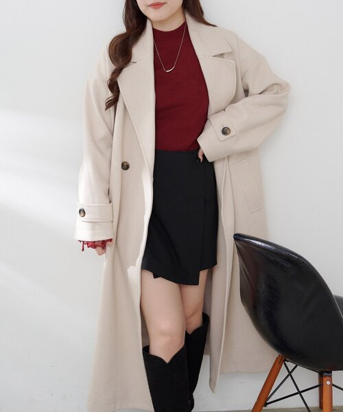 Remind me and forever（リマインドミーアンドフォーエバー）の「ウールライクダブルチェスターコート（チェスターコート・レディース・ブラック/アイボリー/チャコールグレー/ブラウン/キャメル・FREE）」の14枚目の写真