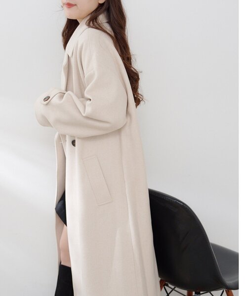 Remind me and forever（リマインドミーアンドフォーエバー）の「ウールライクダブルチェスターコート（チェスターコート・レディース・ブラック/アイボリー/チャコールグレー/ブラウン/キャメル・FREE）」の15枚目の写真