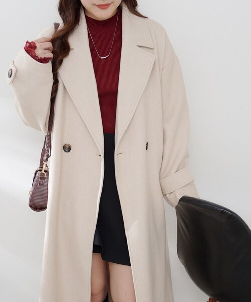Remind me and forever（リマインドミーアンドフォーエバー）の「ウールライクダブルチェスターコート（チェスターコート・レディース・ブラック/アイボリー/チャコールグレー/ブラウン/キャメル・FREE）」の17枚目の写真