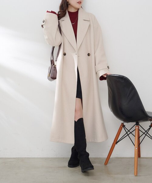 Remind me and forever（リマインドミーアンドフォーエバー）の「ウールライクダブルチェスターコート（チェスターコート・レディース・ブラック/アイボリー/チャコールグレー/ブラウン/キャメル・FREE）」の20枚目の写真