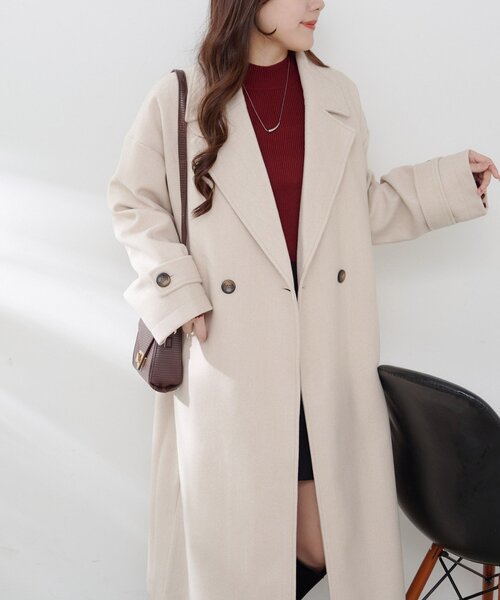 Remind me and forever（リマインドミーアンドフォーエバー）の「ウールライクダブルチェスターコート（チェスターコート・レディース・ブラック/アイボリー/チャコールグレー/ブラウン/キャメル・FREE）」の21枚目の写真