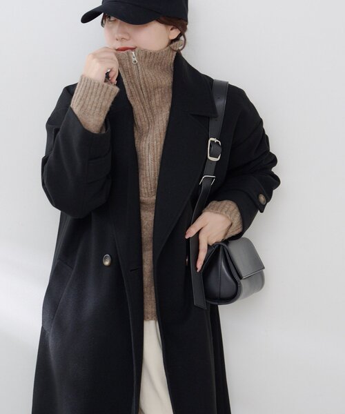 Remind me and forever（リマインドミーアンドフォーエバー）の「ウールライクダブルチェスターコート（チェスターコート・レディース・ブラック/アイボリー/チャコールグレー/ブラウン/キャメル・FREE）」の7枚目の写真