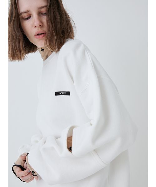 SORIN（ソリン　）の「Slit Design Oversized Sweat Top/スリットデザインオーバーサイズスウェットトップ（スウェット・レディース・ブラック/ホワイト・38）」の12枚目の写真
