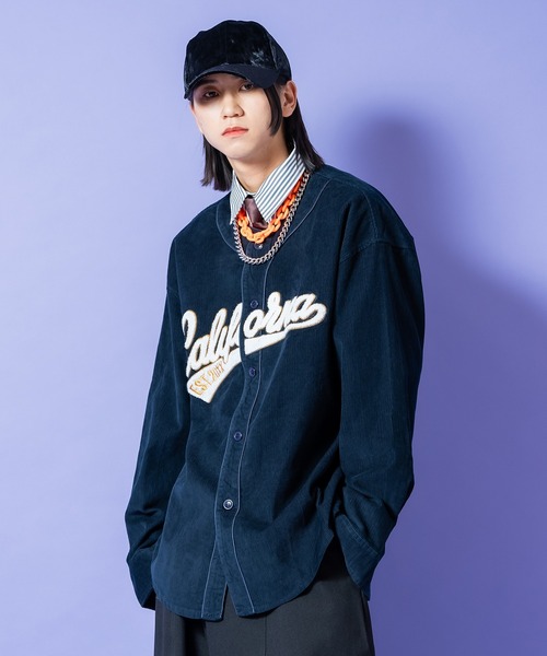 a.p.o.v.(エーピーオービー)の「a.p.o.v. サガラワッペン刺繍コーデュロイオーバーサイズベースボールシャツジャケット(シャツ/ブラウス・メンズ・ネイビー/アイボリー/カーキ・ONESIZE)」の3枚目の写真