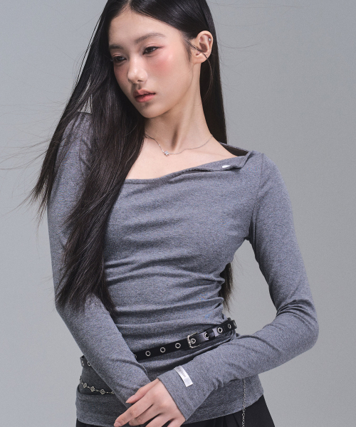ZEROPLANET（ゼロプラネット）の「クロエ アンバランススリーブトップ [グレー]（Tシャツ/カットソー・レディース・グレー・MEDIUM/SMALL）」の6枚目の写真