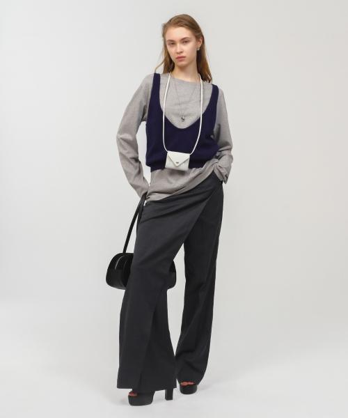 2-Way Skirt Layered Pants / Charcoal