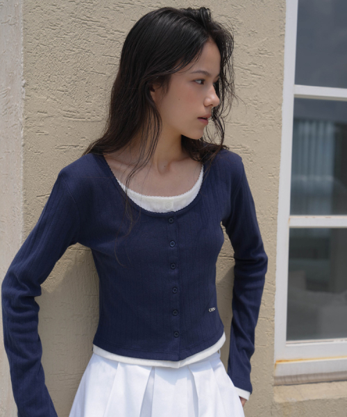 DEHEVE（デヘヴェ）の「Lace Layered Cardigan [Navy]（カーディガン/ボレロ・レディース・ネイビー・SMALL/MEDIUM）」の5枚目の写真