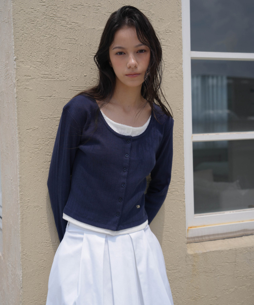 DEHEVE（デヘヴェ）の「Lace Layered Cardigan [Navy]（カーディガン/ボレロ・レディース・ネイビー・SMALL/MEDIUM）」の7枚目の写真