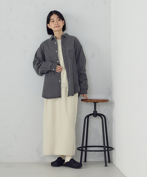 ONIGIRI（オニギリ）の「ニットナロースカート / セットアップ対応（スカート・レディース・グリーン系その他/アイボリー/グレー・FREE）」の5枚目の写真