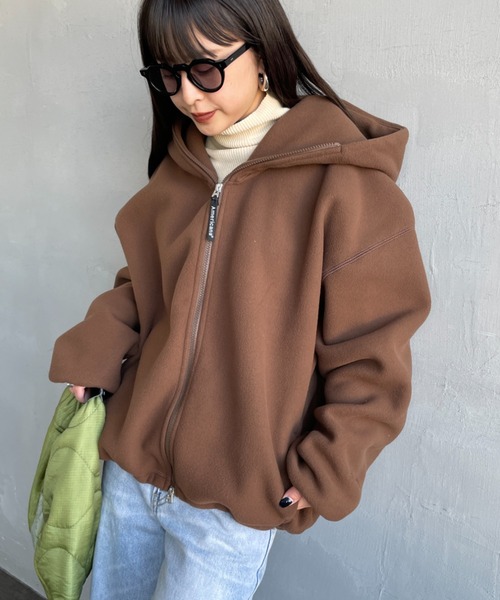 AMERICANA（アメリカーナ）の「【WEB限定】[Americana/アメリカーナ] ワンポイント刺繍ロゴ フリースフードジャケット（その他アウター・レディース・グレイッシュベージュ/ブラウン・ONE SIZE）」の8枚目の写真