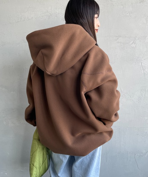 AMERICANA（アメリカーナ）の「【WEB限定】[Americana/アメリカーナ] ワンポイント刺繍ロゴ フリースフードジャケット（その他アウター・レディース・グレイッシュベージュ/ブラウン・ONE SIZE）」の11枚目の写真