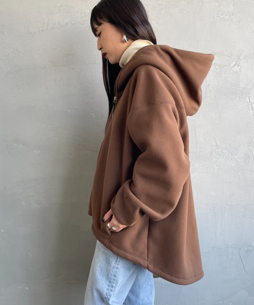 AMERICANA（アメリカーナ）の「【WEB限定】[Americana/アメリカーナ] ワンポイント刺繍ロゴ フリースフードジャケット（その他アウター・レディース・グレイッシュベージュ/ブラウン・ONE SIZE）」の17枚目の写真