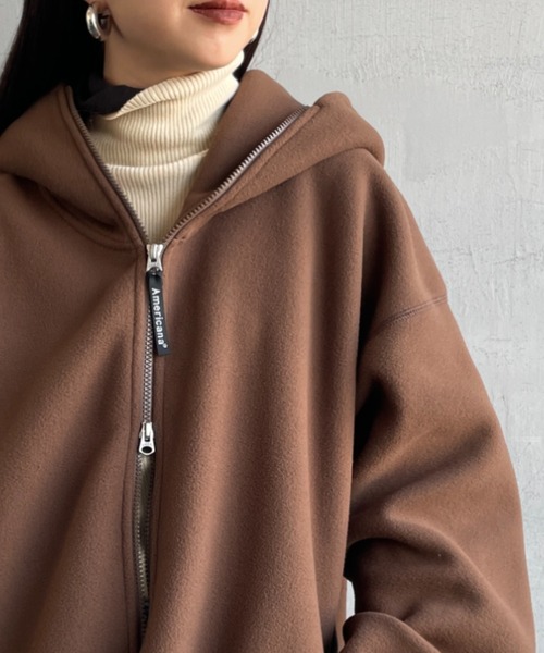 AMERICANA（アメリカーナ）の「【WEB限定】[Americana/アメリカーナ] ワンポイント刺繍ロゴ フリースフードジャケット（その他アウター・レディース・グレイッシュベージュ/ブラウン・ONE SIZE）」の22枚目の写真