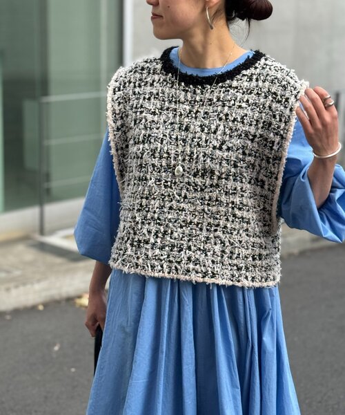 BEARDSLEY（ビアズリー）の「ツイードニットベスト（ベスト・レディース・ブラック・FREE）」の2枚目の写真
