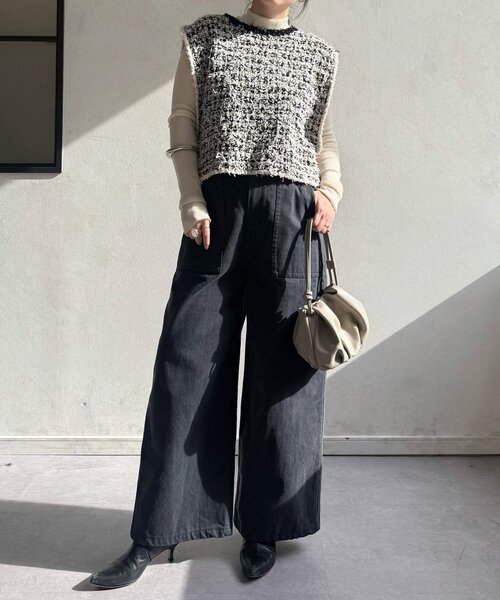 BEARDSLEY（ビアズリー）の「ツイードニットベスト（ベスト・レディース・ブラック・FREE）」の7枚目の写真