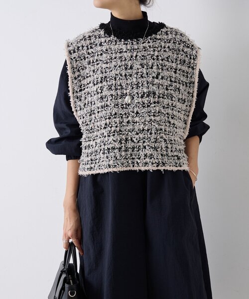 BEARDSLEY（ビアズリー）の「ツイードニットベスト（ベスト・レディース・ブラック・FREE）」の9枚目の写真